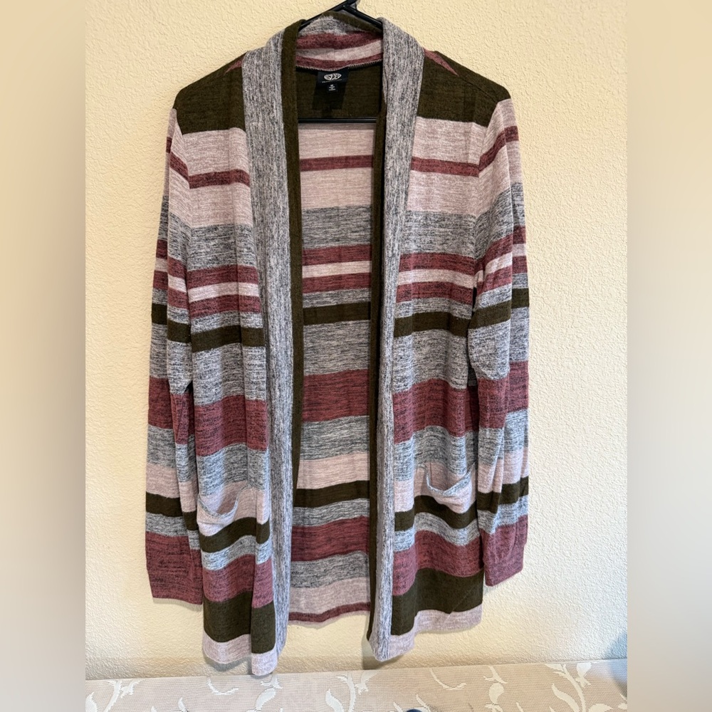 Bobeau Striped Multicolored Cardigan